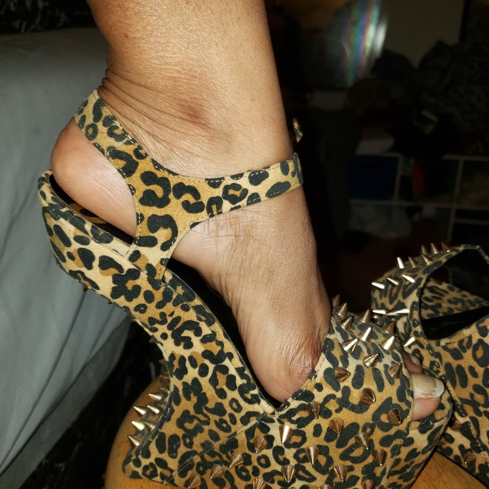Leapord and spike heels